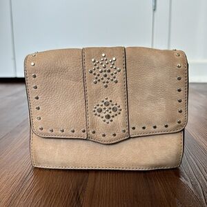 Rebecca Minkoff - Suede Studded Bag, Crossbody, Chain Strap, Tan